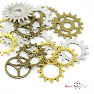 STEAMPUNK RETRO GEARS COGS CHARMS PENDANTS 30g RANDOM MIX shape C68