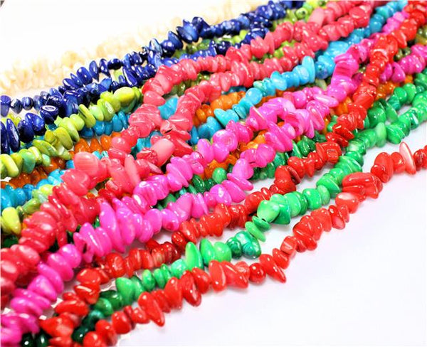 100 / 50 SHELL BEADS CHIPS 8mm - 11mm COLOURFULL MIX  GC4