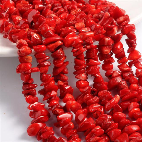 200+ RED CORAL CHIP BEADS 15mm - 7mm 1 strand PREMIUM QUALITY GC18