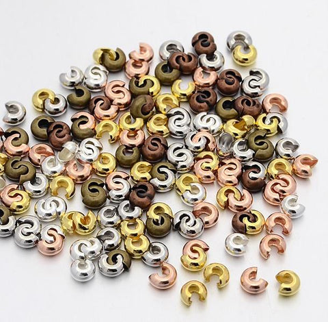 50 CRIMP COVER BEADS 4mm MIXED COLOUR JEWELLERY MAKING FINDINGS AJ10