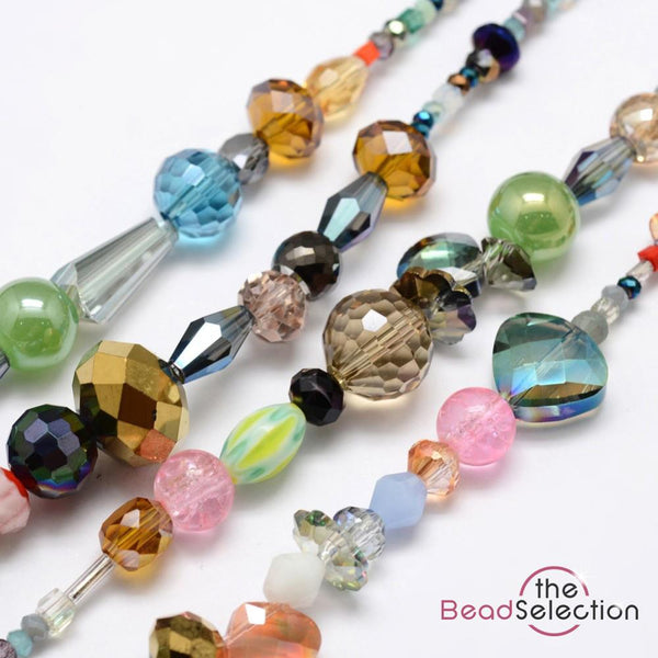 Faceted Glass Rondelle Round Bicone Beads Mixed Crystal 1 STRAND GLS141