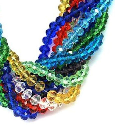 FACETED RONDELLE ABACUS CRYSTAL GLASS BEADS 4mm 6mm 8mm 10mm COLOUR CHOICE