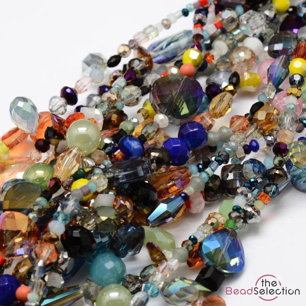 Faceted Glass Rondelle Round Bicone Beads Mixed Crystal 1 STRAND GLS141