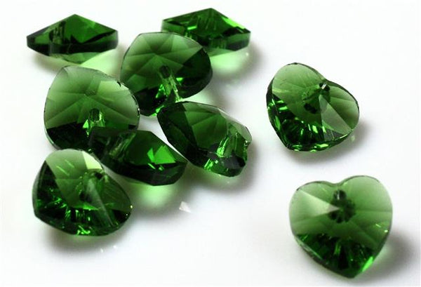 10 HEART FACETED GLASS BEADS PENDANT CRYSTAL SUN CATCHER 10mm  COLOUR CHOICE