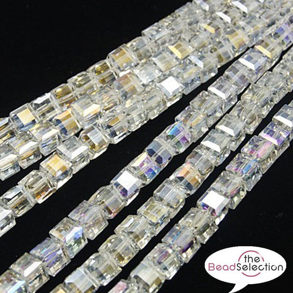 Cube Crystal Glass Beads Clear Ab Lustre Sun Catcher 8mm 6mm 4mm