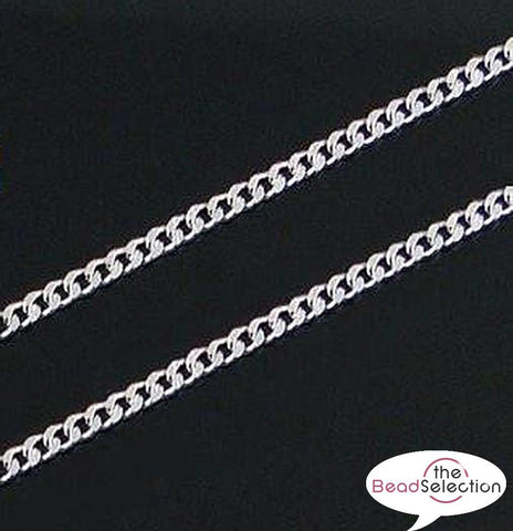 SILVER PLATED FINE CURB CHAIN 2mm x 1.5mm JEWELLERY MAKING CH3