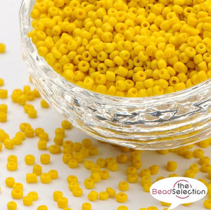 100g YELLOW OPAQUE GLASS SEED BEADS 11/0 2mm 8/0 3mm 6/0 4mm