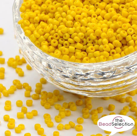 100g YELLOW OPAQUE GLASS SEED BEADS 11/0 2mm 8/0 3mm 6/0 4mm