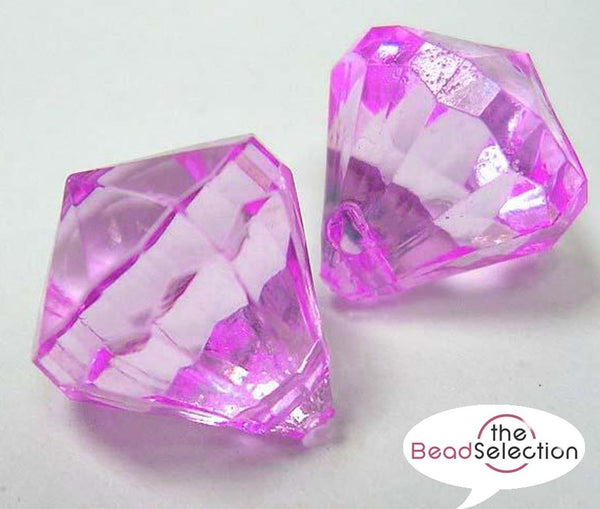 Large Diamond Top Drilled Faceted Beads 31mm Fuchsia Pink ACR99