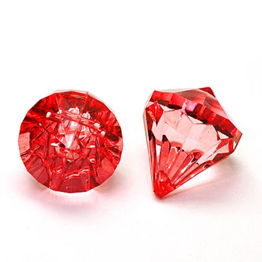 VERY LARGE RED FACETED ACRYLIC DIAMOND TOP DRILLED PENDANT BEADS 45mm ACR102