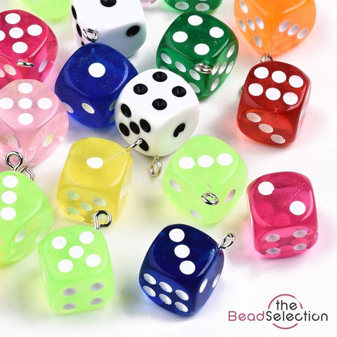 10 Lucky Dice Resin Charms Pendants 19mm Jewellery Making Earring C322