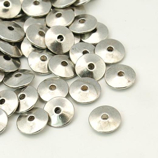 TOP QUALITY 10 LARGE TIBETAN SILVER FLAT DISC SPACER BEADS 12mm ( TS32 )