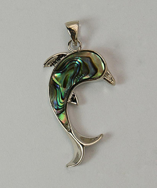 DOLPHIN ABALONE SHELL PENDANT STUNNING UNIQUE 38mm x 22mm C118