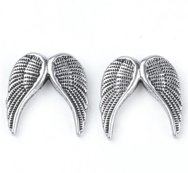 10 FEATHER WINGS CHARMS BEAD BRIGHT TIBETAN SILVER 19mm 3D TOP QUALITY C31
