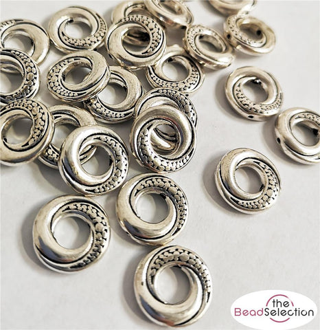 20 TIBETAN SILVER 15mm DRAGON TAIL ROUND BEAD FRAMES SPACERS AO1