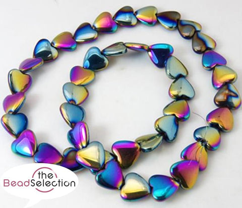 20 RAINBOW HEART HEMATITE BEADS 10mm PREMIUM QUALITY HEM16