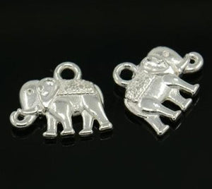 10 TIBETAN SILVER ELEPHANT CHARMS PENDANTS 14mm X 12mm C45