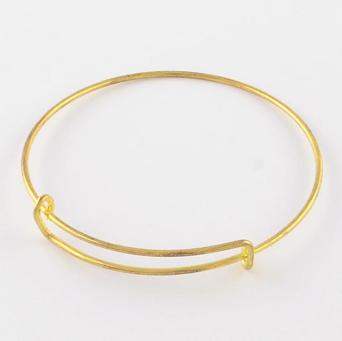 5 EXPANDABLE CHARM BANGLE BRACELETS 70mm GOLD PLATED TOP QUALITY AD8