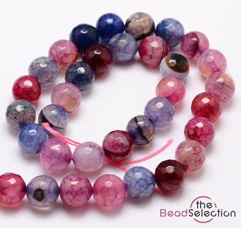 Natural Agate Faceted Round Beads 25 Purple Red 8mm GS150