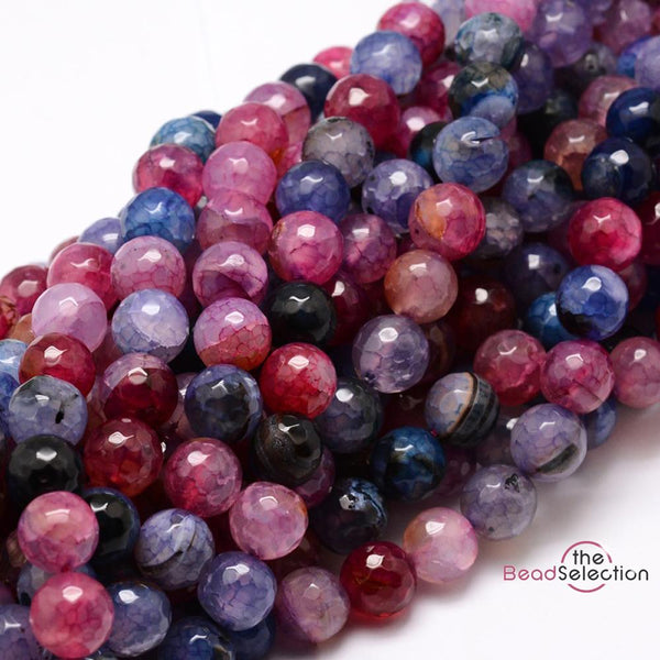 Natural Agate Faceted Round Beads 25 Purple Red 8mm GS150