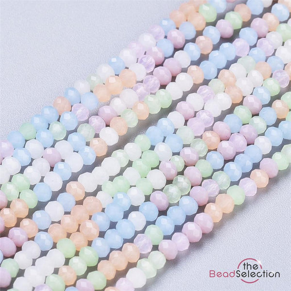 Tiny Mixed Faceted Glass Rondelle Round Beads 3mm x 2.5mm 180+ 1 STRAND GLS128