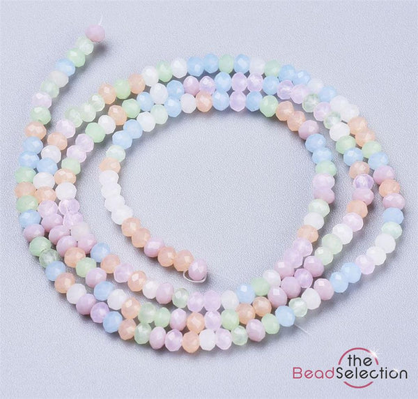 Tiny Mixed Faceted Glass Rondelle Round Beads 3mm x 2.5mm 180+ 1 STRAND GLS128