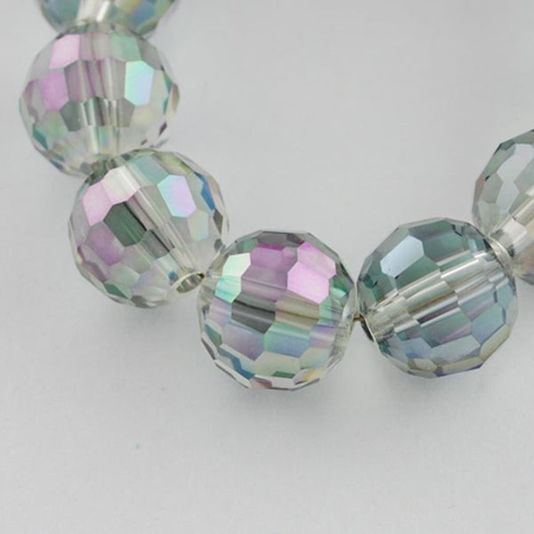 CLEAR RAINBOW AB FACETED ROUND CRYSTAL GLASS BEADS SUN CATCHER 8mm 6mm FC1