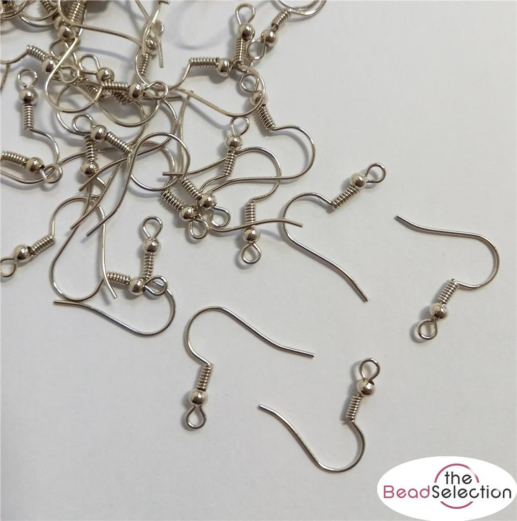200 FISH HOOK EARRING 18mm Nickel & lead Free EAR WIRES PLATINUM SILVE –  The Bead Selection