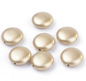50 GOLD SATIN FLAT ROUND ACRYLIC BEADS 12mm TOP QUALITY ACR77