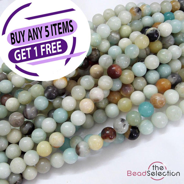 Flower Amazonite Round Gemstone Beads 8mm 25 Beads Chakra Stone GS131