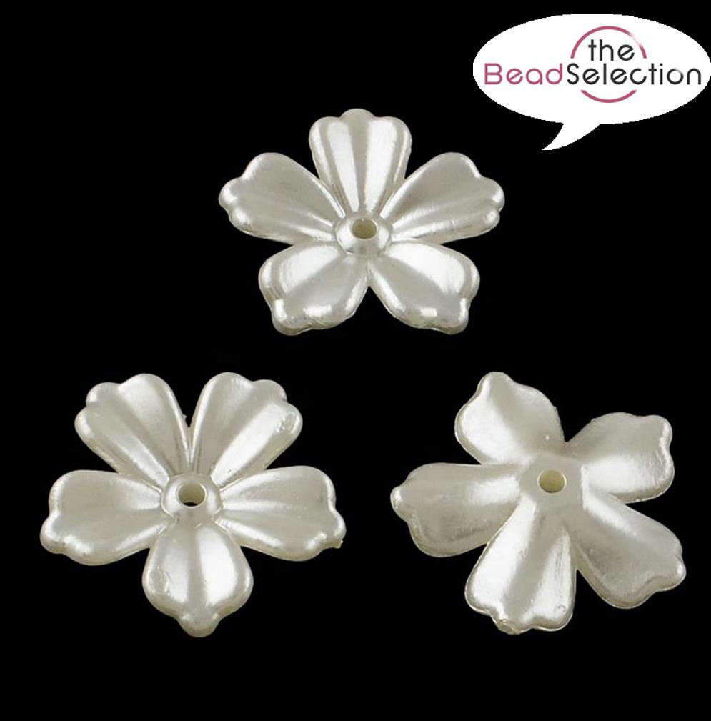 20 OPAQUE IVORY PEARL PETAL FLOWER BEADS LUCITE ACRYLIC 20mm WEDDING LUC70