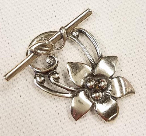 5 DESIGNER FLOWER TOGGLE CLASPS SILVER PLATED TOP QUALITY AE25