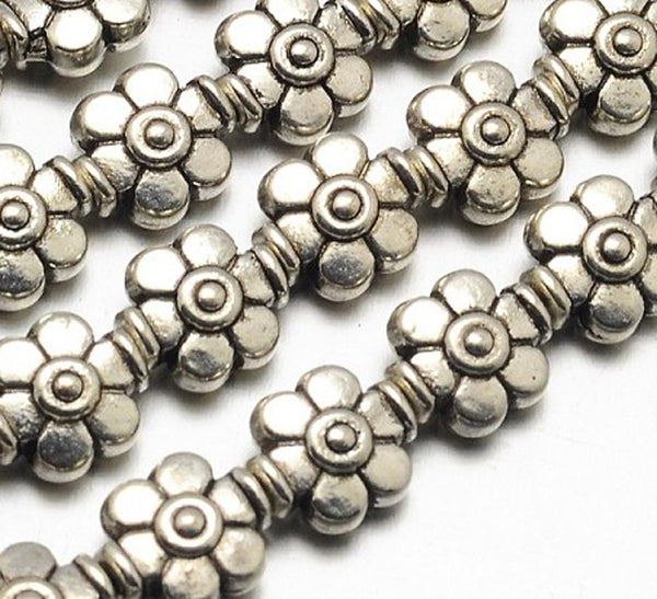 20 TIBETAN SILVER FLOWER SPACER BEADS TOP QUALITY 9mm X 8mm (TS24)