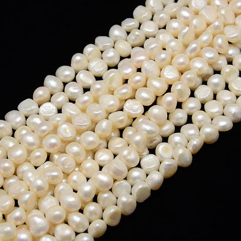 25 Natural IVORY FRESHWATER PEARL BEADS 7-8mm GRADE A MSC32