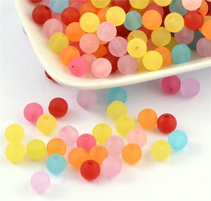 200 ACRYLIC FROSTED BEADS 6mm TOP QUALITY MIXED COLOURS ACR31