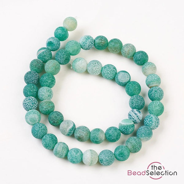 30 Natural Crackle Frosted Agate Round Gemstone Beads Aquamarine 6mm GS155