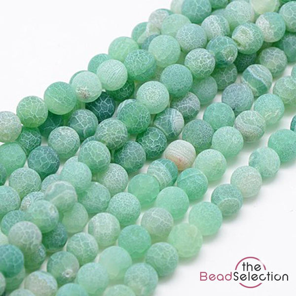 30 Natural Crackle Frosted Agate Round Gemstone Beads Aquamarine 6mm GS155