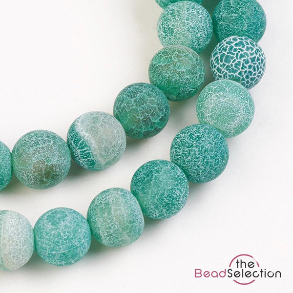 30 Natural Crackle Frosted Agate Round Gemstone Beads Aquamarine 6mm GS155