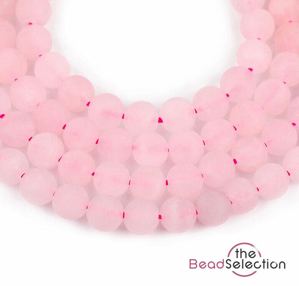 30 Frosted Pink Rose Quartz Round Beads Gemstone 6mm Jewellery Making GS117