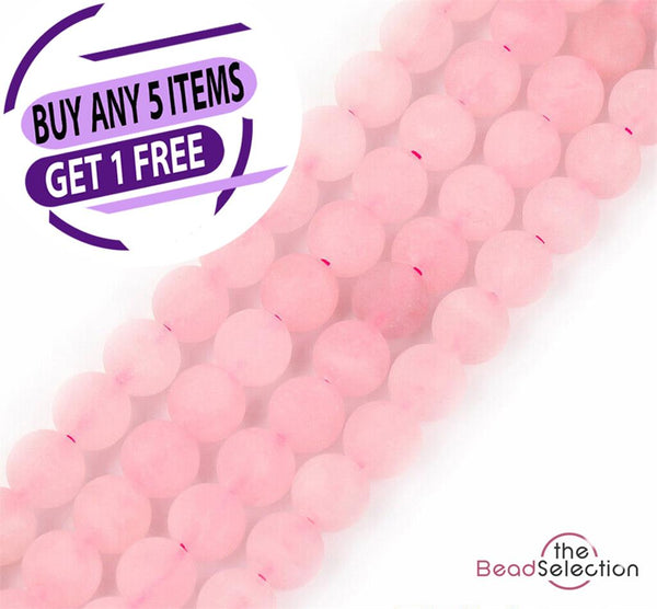 30 Frosted Pink Rose Quartz Round Beads Gemstone 6mm Jewellery Making GS117