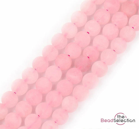 30 Frosted Pink Rose Quartz Round Beads Gemstone 6mm Jewellery Making GS117