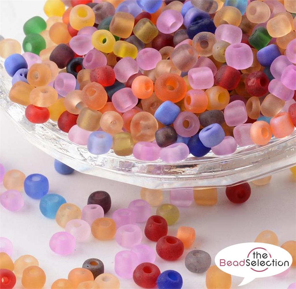 75g FROSTED GLASS SEED BEADS 11/0 2mm 8/0 3mm 6/0 4mm JEWELLERY MAKING