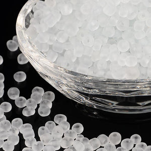 75g WHITE FROSTED GLASS SEED BEADS 11/0 2mm 8/0 3mm 6/0 4mm