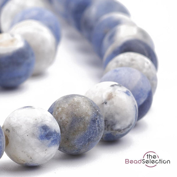 25 PREMIUM QUALITY FROSTED BLUE SODALITE ROUND GEMSTONE BEADS 8mm GS74