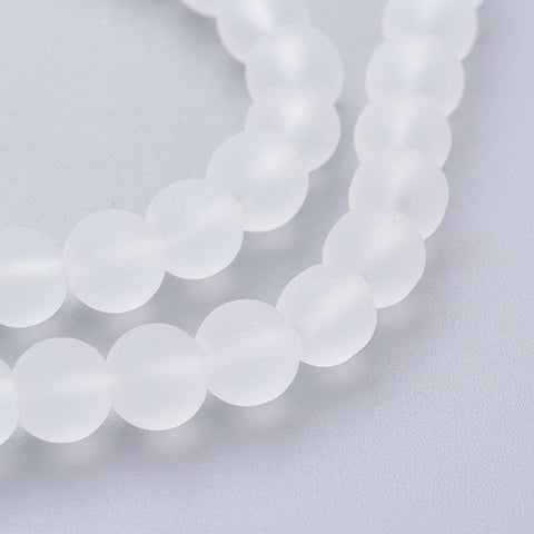 TOP QUALITY 6mm 8mm 10mm WHITE ROUND ACRYLIC FROSTED BEADS