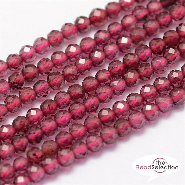200+ TINY 2mm RED GARNET FACETED ROUND GEMSTONE BEADS 1 STRAND GS113