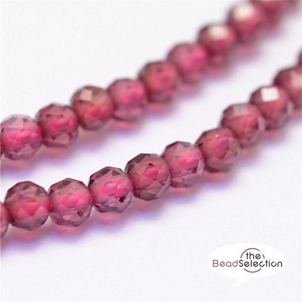 200+ TINY 2mm RED GARNET FACETED ROUND GEMSTONE BEADS 1 STRAND GS113