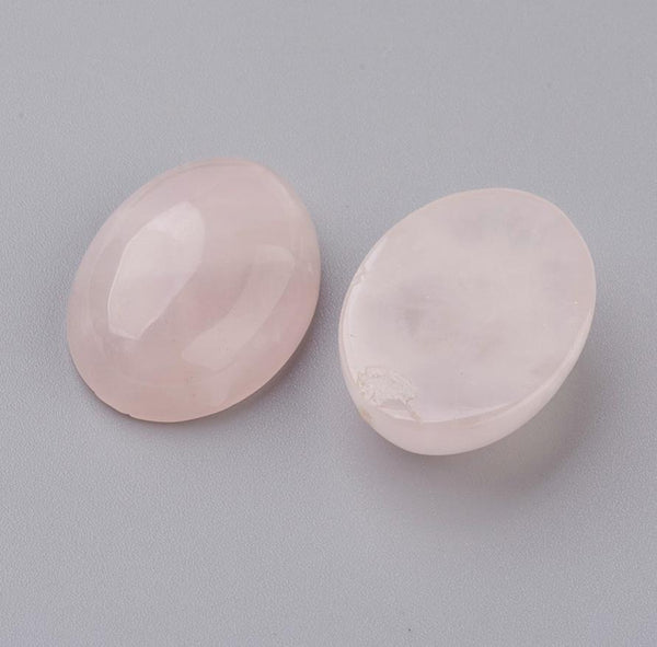 2 ROSE QUARTZ GEMSTONE CABOCHONS OVAL 25mm X 18mm FLAT BACKED CAMEO GCA2