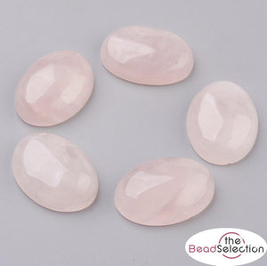 2 ROSE QUARTZ GEMSTONE CABOCHONS OVAL 25mm X 18mm FLAT BACKED CAMEO GCA2