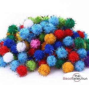YYCRAFT 50pcs Glitter Tinsel Pom Poms Sparkle Balls for DIY Craft/Party  Decoration/Cat Toys(25mm,Red)
